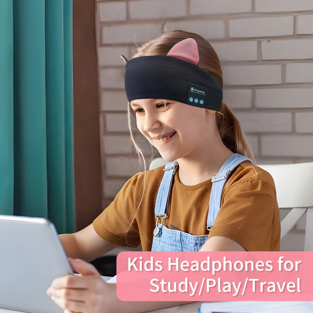 Kids Wireless Headphones Sleep Mask Headband With Microphone Headphones For Kids with Stereo Sound Foldable Kids Headphones