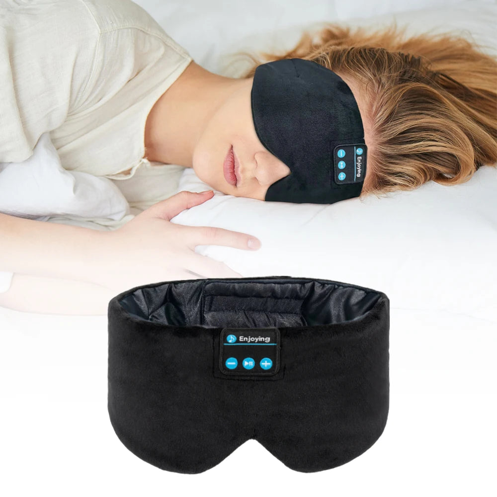 Soft Wireless Headset Bluetooth Sleep Mask for Sleep Travel Meditation, Side Sleeper Adjustable Eye Mask Light Blocking